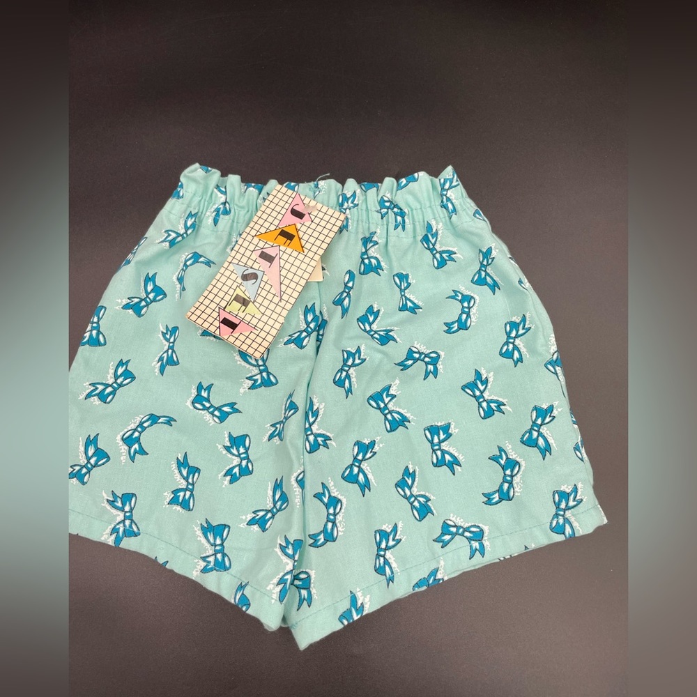 Girls VTG 4T Jet Set light blue bow shorts